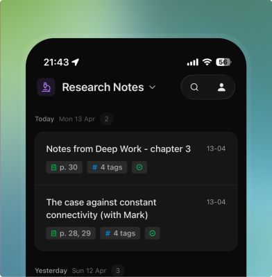 Slownotes app home screen